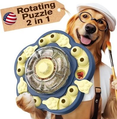 KADTC 3 Levels of Challenge Dog Puzzle Feeder Toy U.S. Brand - Design Spin-to-Re