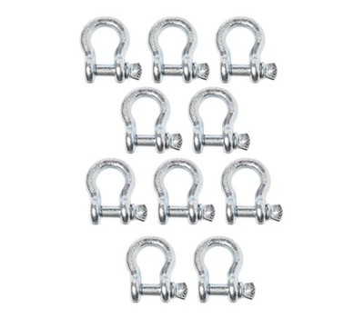10 Pack 5/8'' Galvanized Bow Shackle D-Ring w 3/4'' Clevis Screw Pin WLL 7000 lbs