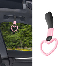 Heart Shaped Car Handle Strap Pink Ring Rear Bumper Warning Decor Accessory