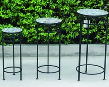 Porte Fleurs Fer Batt. VIGOR Mika Noir 3 Pièces Tabouret T