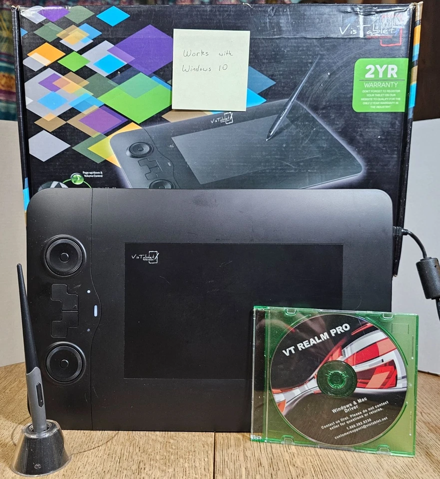 VisTablet VTrealm Pro Drawing Tablet With Pen Software & USB Powers Up in Box - Image 2 of 4