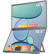 18.5" Dual Portable Monitor 1080P FHD IPS Folding Stacked Triple Laptop Screen