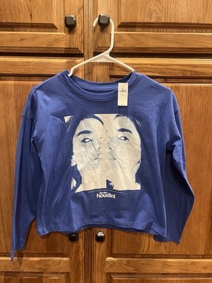 Gap Dua Lipa Blue Graphic Long Sleeve Shirt Size L (10)