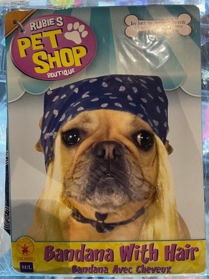 Pet Dog Bandana with Hair Wig Rubies Pet Shop Halloween costume SMALL/MEDIUM