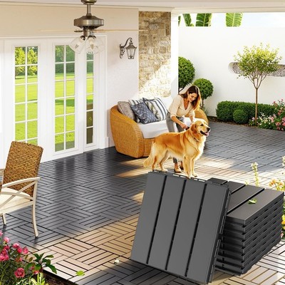 Interlocking Deck Tiles 9 Pack - 12''x12'' Waterproof Outdoor Flooring for Patio,