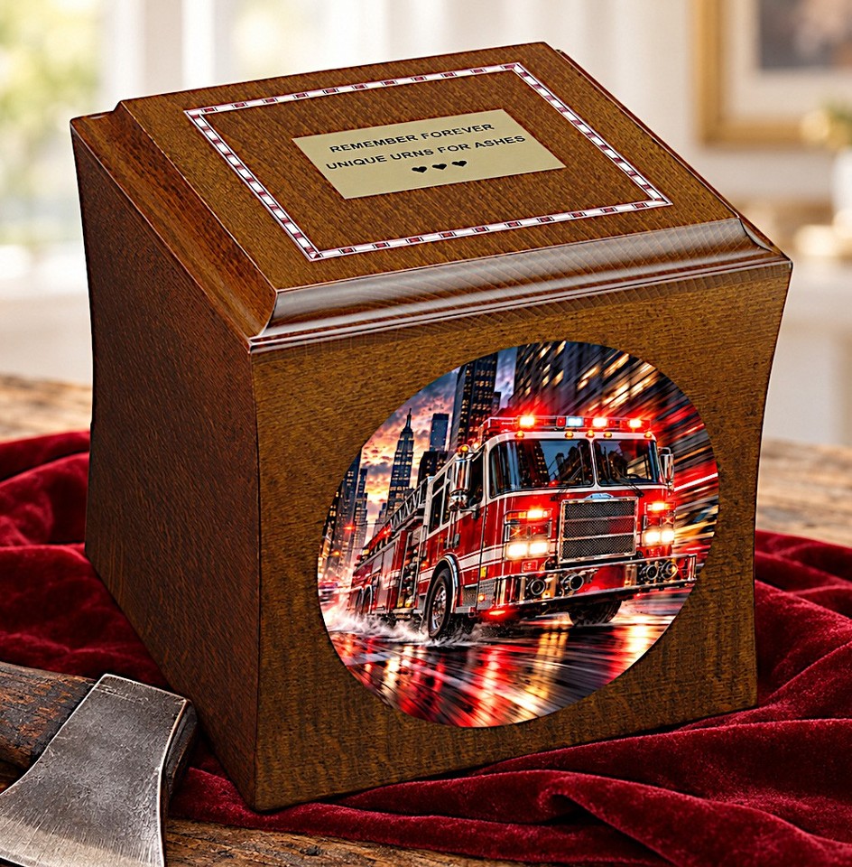 Firefighter Cremation Urn for Ashes Fire Truck Memorial Urn ...