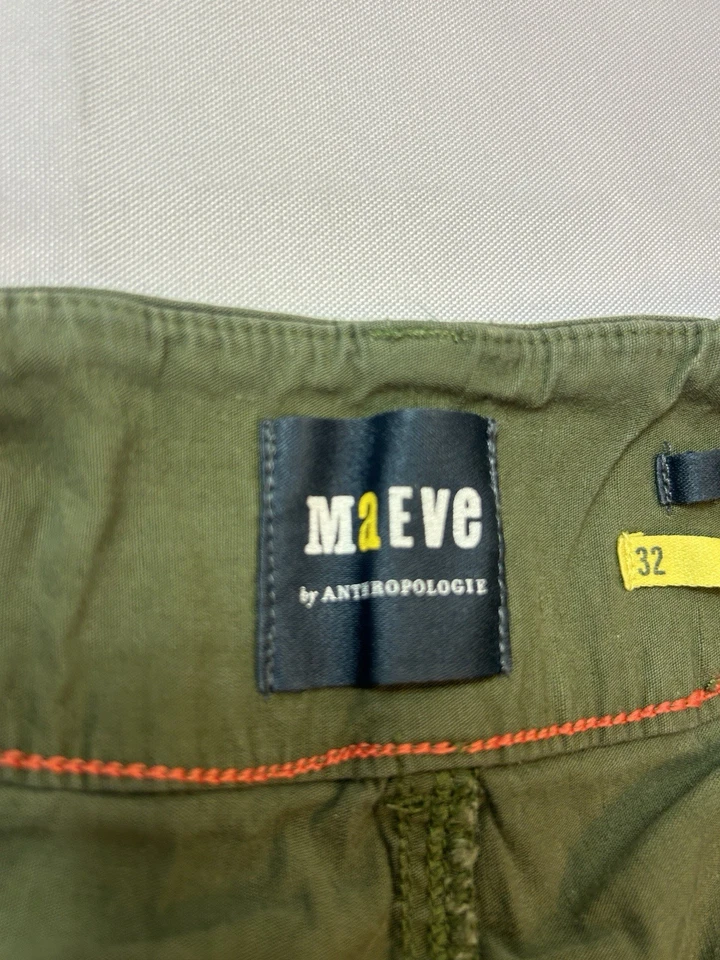 Pantalones cortos de pierna ancha MaEve by Anthropologie The Colette para mujer 32 lino verde Foto 3 de 4