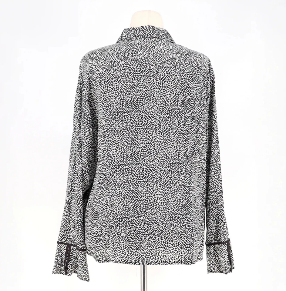 TALBOTS винтажный шелк горошек блузка в черно-белый размер 20 - Изображение 4 из 4