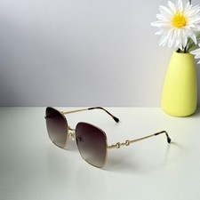 Gucci GG0879S 002 Sunglasses Women Gold Frame Brown Gradient Lens 61mm