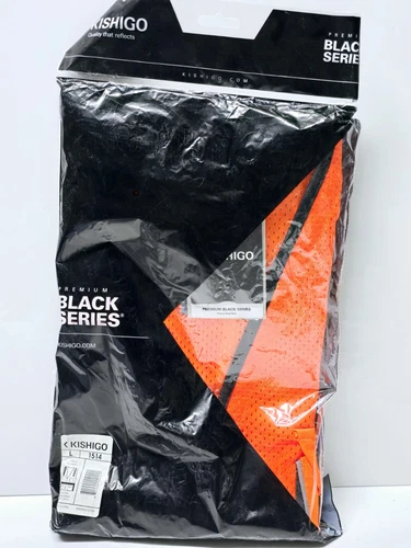 Large Kishigo Men Premium Black Series ORANGE Safety Heavy-duty Vest 1514-L ANSI - product listing photo