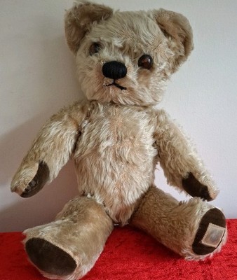 Chad Valley Bär 16 Zoll groß 50er Jahre Mohair voll verbunden Etikett zu Fuß Vintage 
