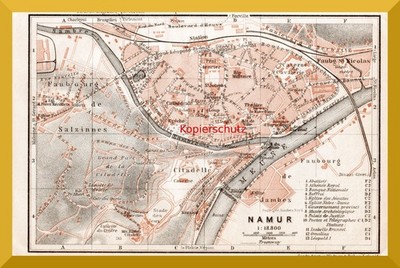 Namur +Historischer Plan von 1914+ Plan de ville historique +Namür, Nameur+