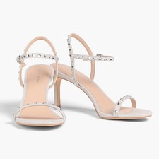 Stuart Weitzman Dancer 80 Crystal-Embellished Suede Leather Sandal Heels 5.5 36