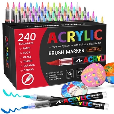 240 Farben Acrylstifte Für Steine Wasserfest Acrylstifte Marker Stifte DIY - Bild 1 von 4