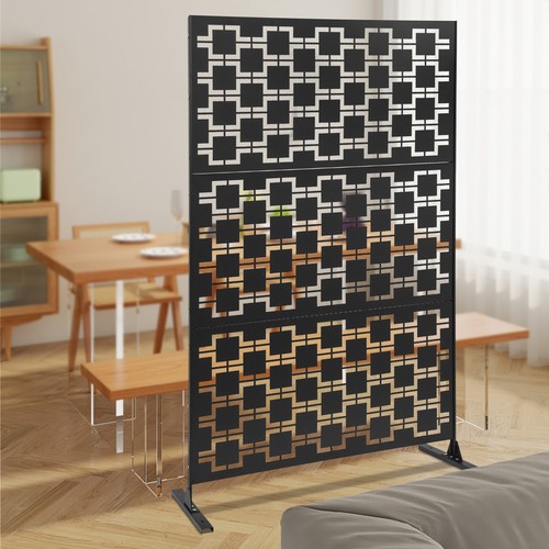 Visor de Metal Visor Divisor de Ambientes con Soporte 120x40x190cm Negro - Imagen 4 de 18
