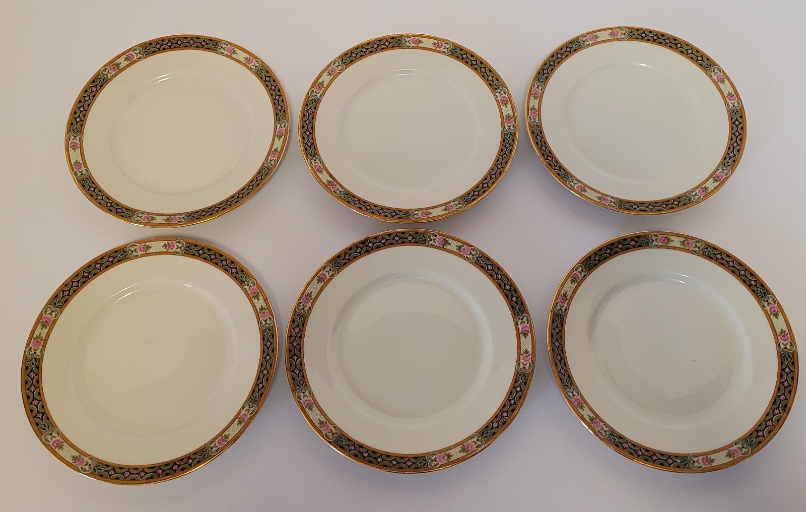 W.M. Guerin Limoges Floral & Gold Trim Bread Plates 6.25" [Set of 6]