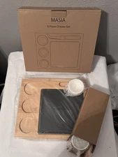 Masia 6-piece cheese set charcuterie board, New-never used, Bamboo/slate