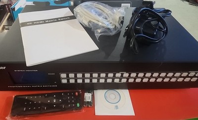 Yinker 16x16 HDMI Matrix Switcher & Splitter, 4K@30Hz, Rack Mount, IR Remote