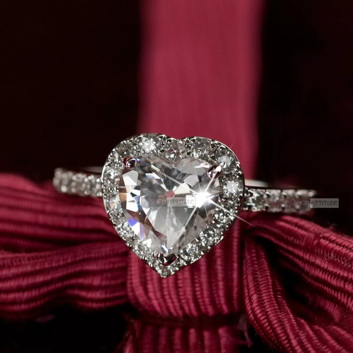 Heart engagement ring 2024 with wedding band