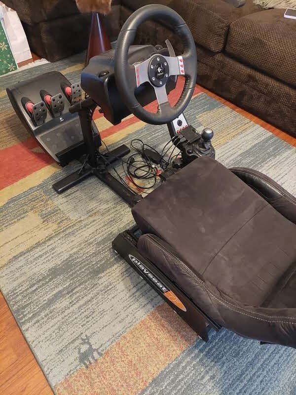 Logitech G27 Racing Wheel, Pedals, Shifter, Playseat Racing Seat eBay
