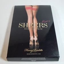 Honey Birdette Sheers Medium Raspberry Red Thigh High Stay-Ups Back Seam