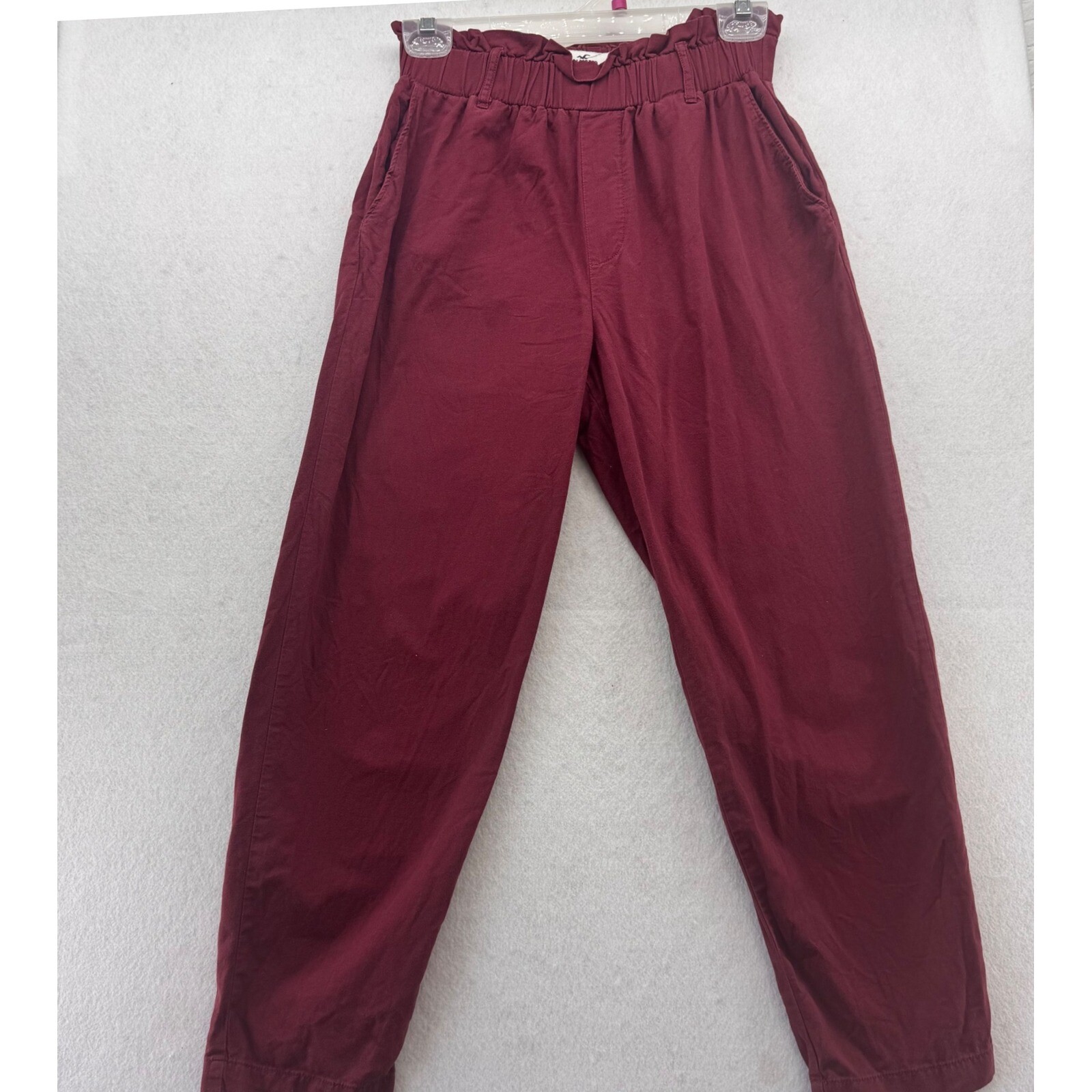 Hollister Ultra High Rise Paperbag Pants Casual Maroon Womens XS