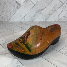 Vintage Dutch Holland Wooden Shoe Hand Painted Handmade 10"