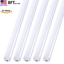 8FT LED Shop Light 72W T8 Milky Cover Linkable Tube Fixture for Garage Warehouse