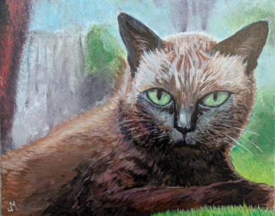 Siamese Cat Painting Original Trees Sky Landscape Contemporary Art Josh Merritt