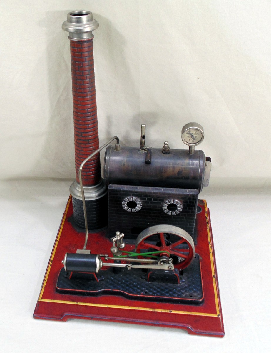Machine à Vapeur Ancienne Josef Falk ? – Cuve Horizontale Tôle Laquée, Jouet Mécanique