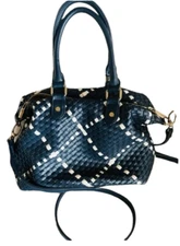 Blue & white convertible Bag whip stitched Shoulder crossbody DEUX LUX woven