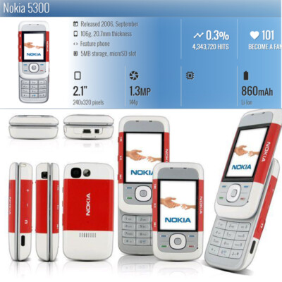 Nokia 5300 XpressMusic Unlocked Original MP3 FM GSM 2G Bluetooth