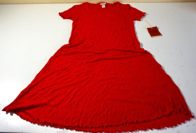 MOSSIMO WOMEN'S KNIT RUFFLE SHORT SLEEVE T-SHIRT DRESS SMALL RED NEW WITH TAGS!!