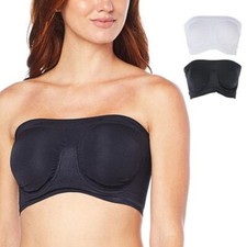 Rhonda Shear 2-pack Seamless Underwire Bandeau Bra 793-358,White/Black, Size L