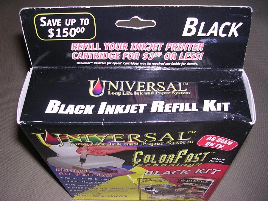 Kit de recarga universal negro para cartuchos de impresora de inyección de tinta (tinta 96 mls) NUEVO SELLADO Foto 4 de 4