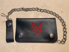 BLACK - Real Cowhide Leather Trucker Biker Chain Wallet