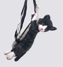 New Kitty  Cat Backpack 16 in Black White Tuxedo Kitten Plush Bag