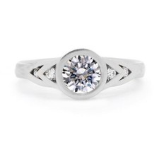 1.30Ct White Round Bezel Set CZ Engagement Wedding Ring 925 Sterling Silver
