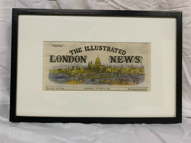 Illustrated London News newspaper banner Sat Aug 8 1863 No 1216 Vol XLIII FRAMED