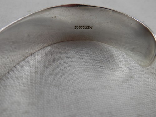 Thick Sterling Silver 925 Cuff bracelet 14mm 6.5" 26 grams - Picture 8 of 12