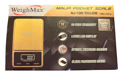Pocket Scale Weigh Max Ninja Pocket Scale Bright Yellow 100g Capacity Battery Op