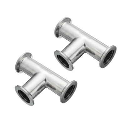 2pcs Tee 3-way T-Adapter All Ends NW/KF-25 Flange Vacuum Fitting SS304