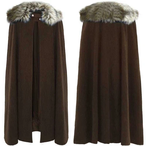 N210 Game of Thrones Medieval Knight Fur Cape Cloak Renaissance Viking Costume - Picture 8 of 9