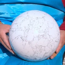 17.42LB Natural Crystal white turquoise Sphere ball  Reiki Healing decoration