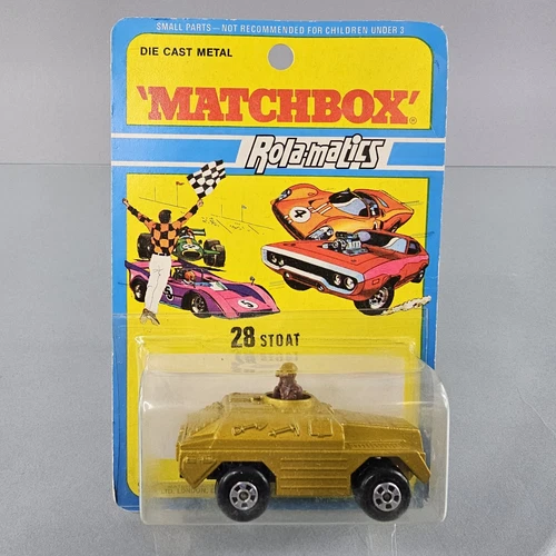 Vintage 1971 Matchbox Rola-Matics Gold STOAT 28 Armored Vehicle Tank Lesney NEW