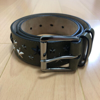 【JIMMY CHOO】スタースタッズベルト Jimmy Choo Star Stud Belt Size: 90 Color: Khaki VG condition