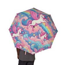 Whimsical Unicorn Umbrella, Cute Foldable Umbrella, Gift for Kids, Rainbow