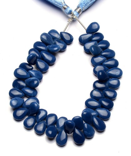 Natural Gem Peru Blue Opal 11x7mm Size Smooth Pear Shape Beads 9" Strand - Picture 5 of 5