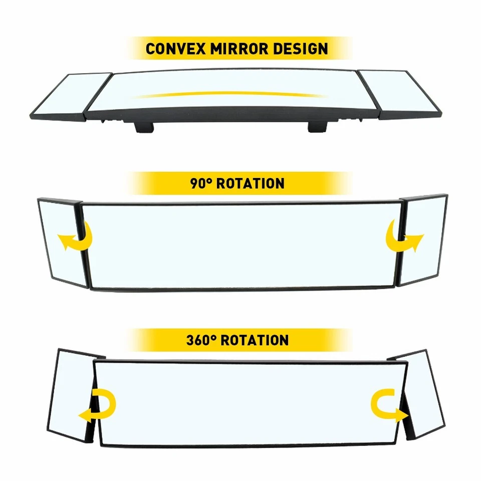 390M Extension Car Interior Rear Mirror View Rearview Wide Angle Blind Spot Long - Image 4 of 4