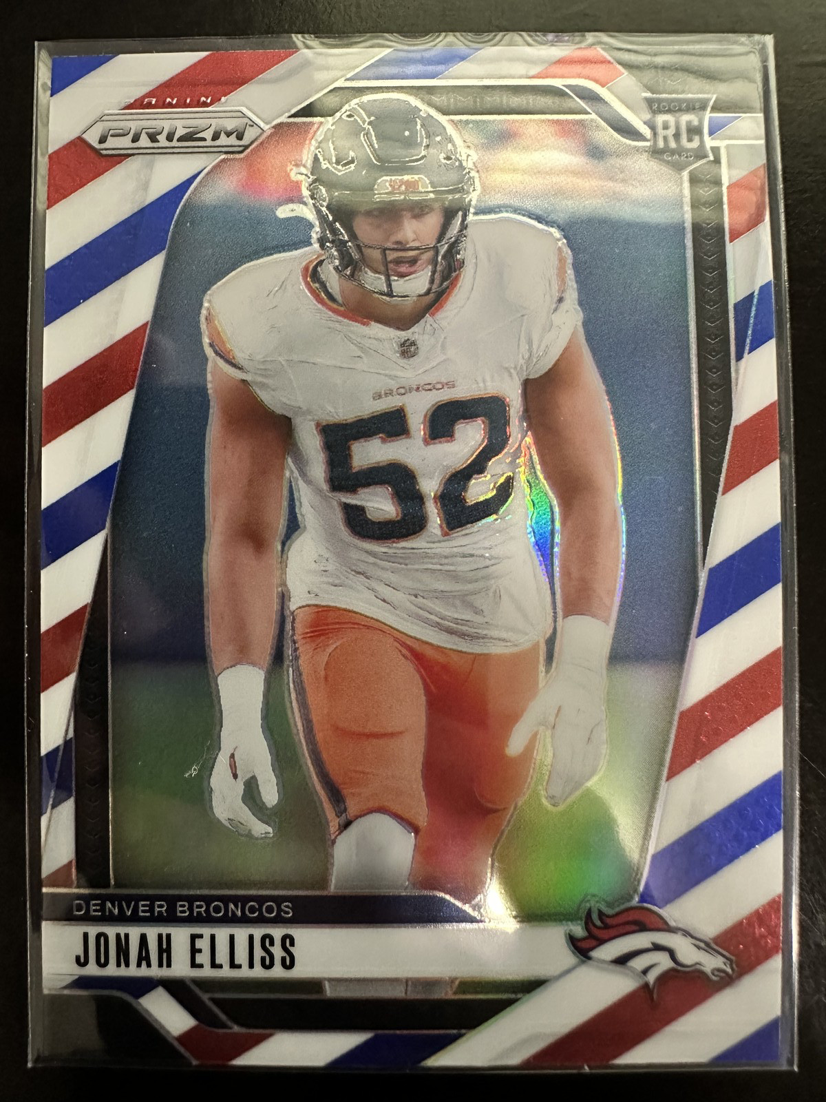 2024 Panini Prizm Rookies Jonah Elliss #356 Red White & Blue Prizm (RC) Broncos